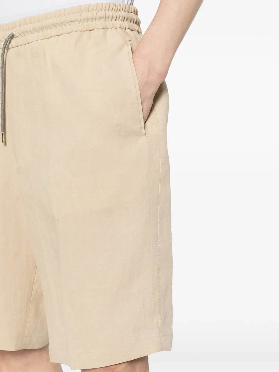 drawstring-waist linen shorts 10