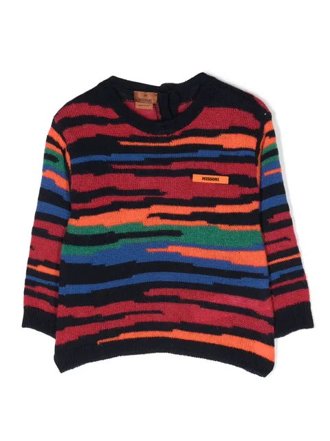 logo-patch intarsia-knit jumper