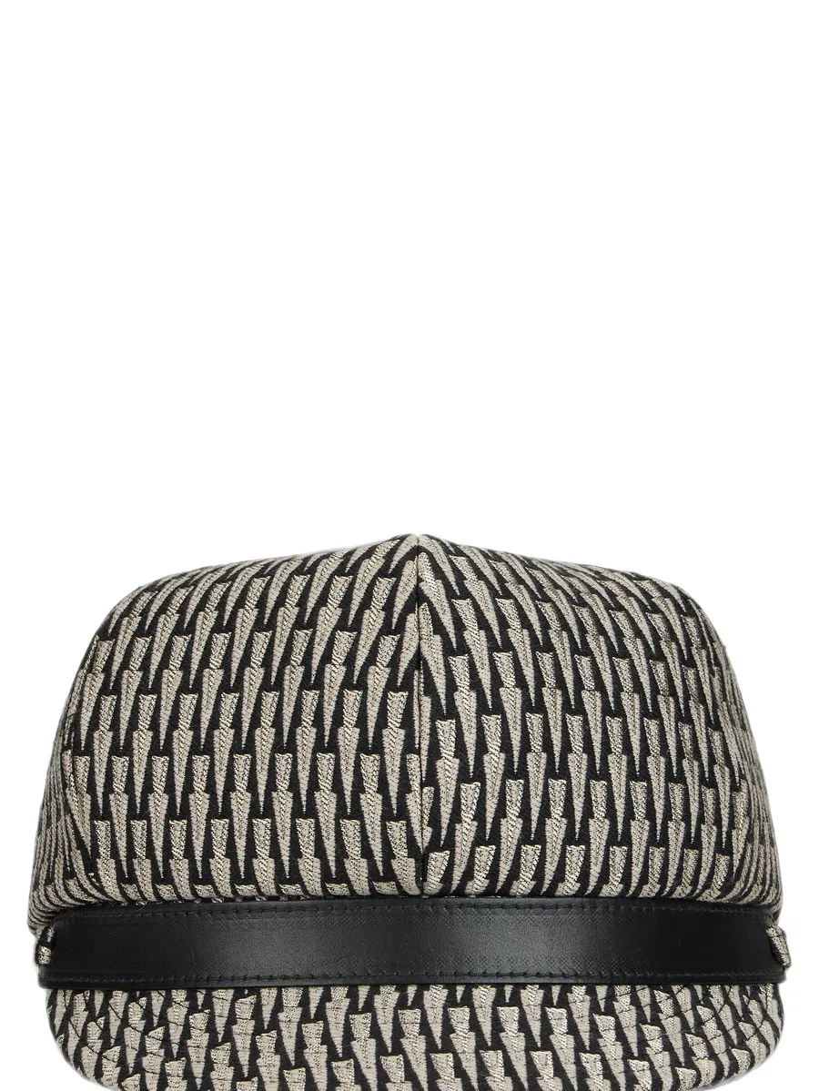 patterned leather-trimmed hat 3