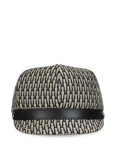 patterned leather-trimmed hat