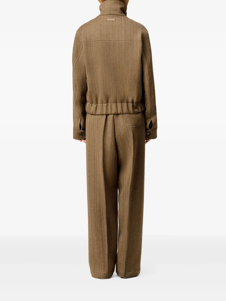 шерстяная куртка харрингтон с узором в елочку 7