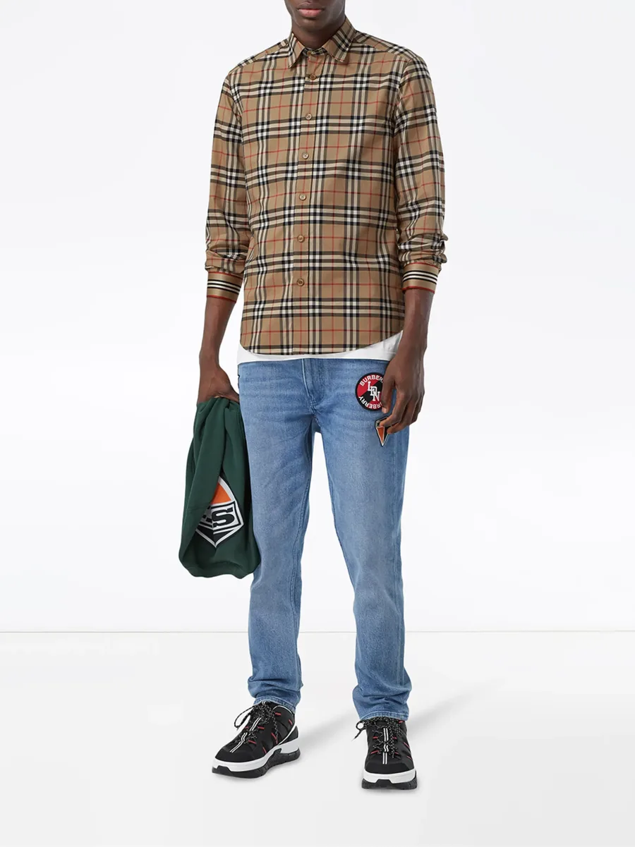 Icon Stripe cuff Vintage check shirt 3