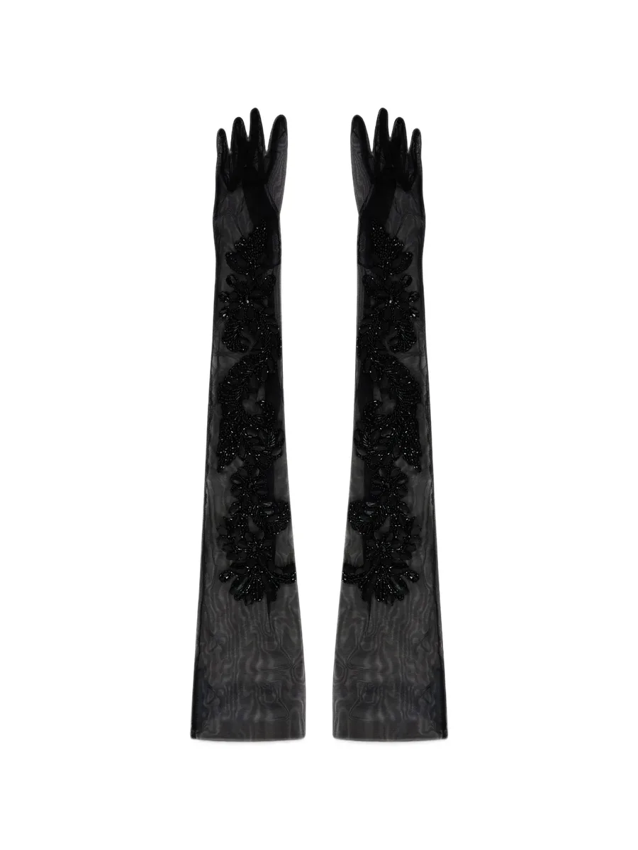 bead-embellished semi-sheer gloves 1