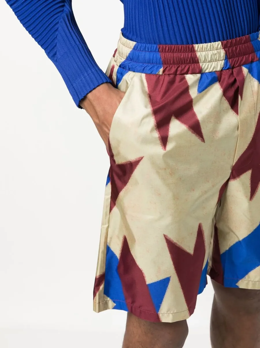 abstract-print silk shorts 10