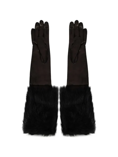 fur-trim leather gloves