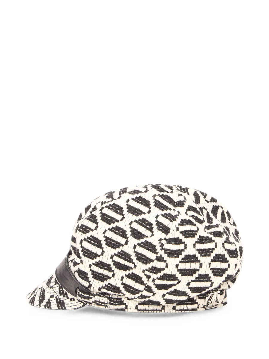 patterned leather-trim cap 3