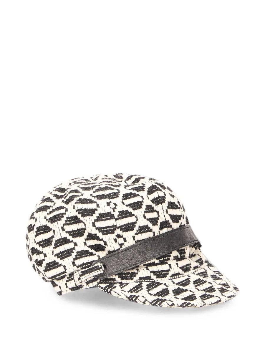 patterned leather-trim cap 1
