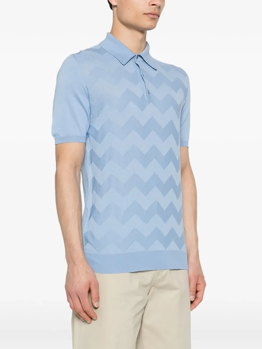 chevron-detail fine ribbed polo shirt 5