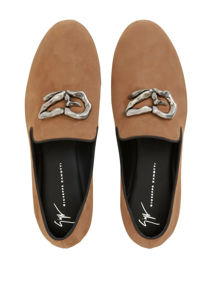 logo-plaque leather loafers 8