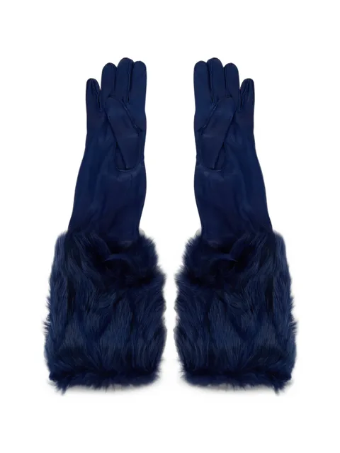 fur trim leather gloves