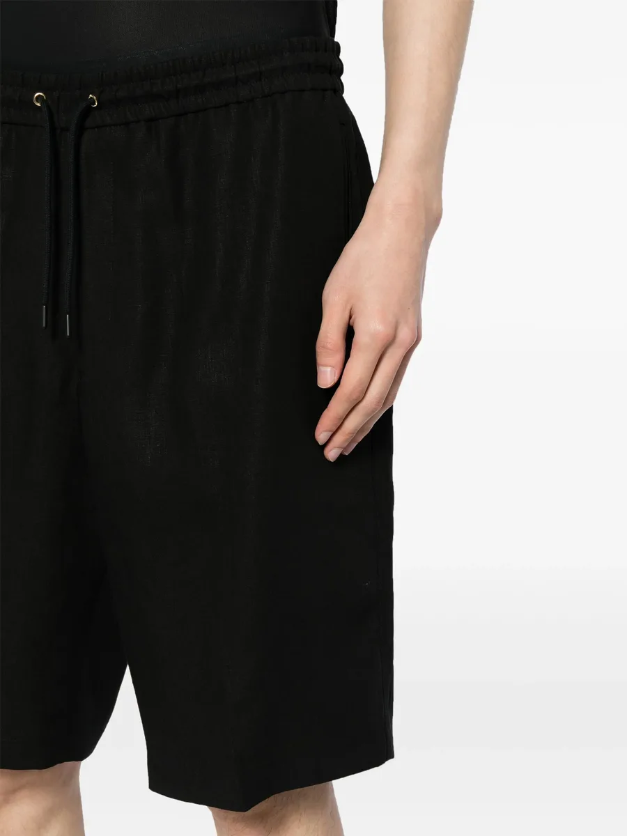 drawstring-waist linen shorts 9
