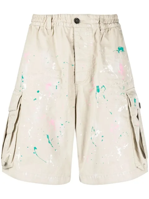 paint splatter cargo shorts
