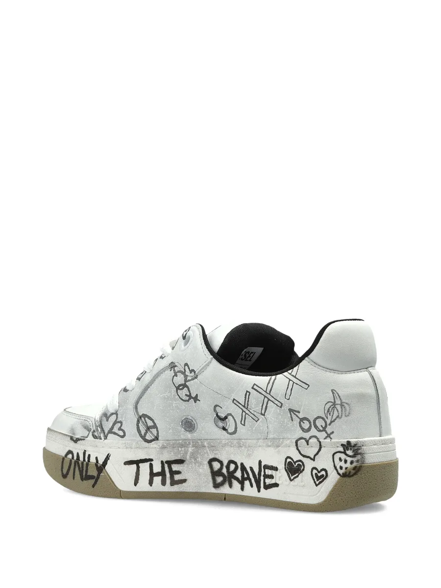 D-Ollie-leather sneakers with graffiti print 5