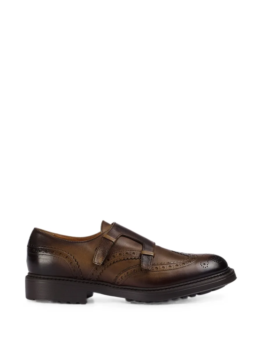 brogue-detail double-strap monk shoes 1