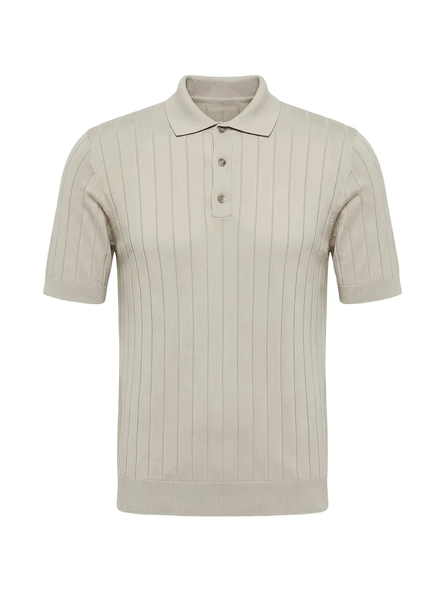ribbed-knit polo shirt 1