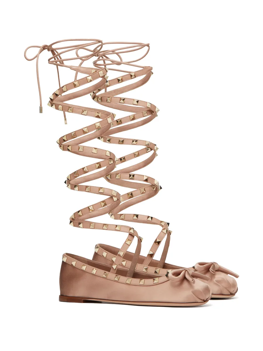 атласные балетки Garavani Rockstud 4