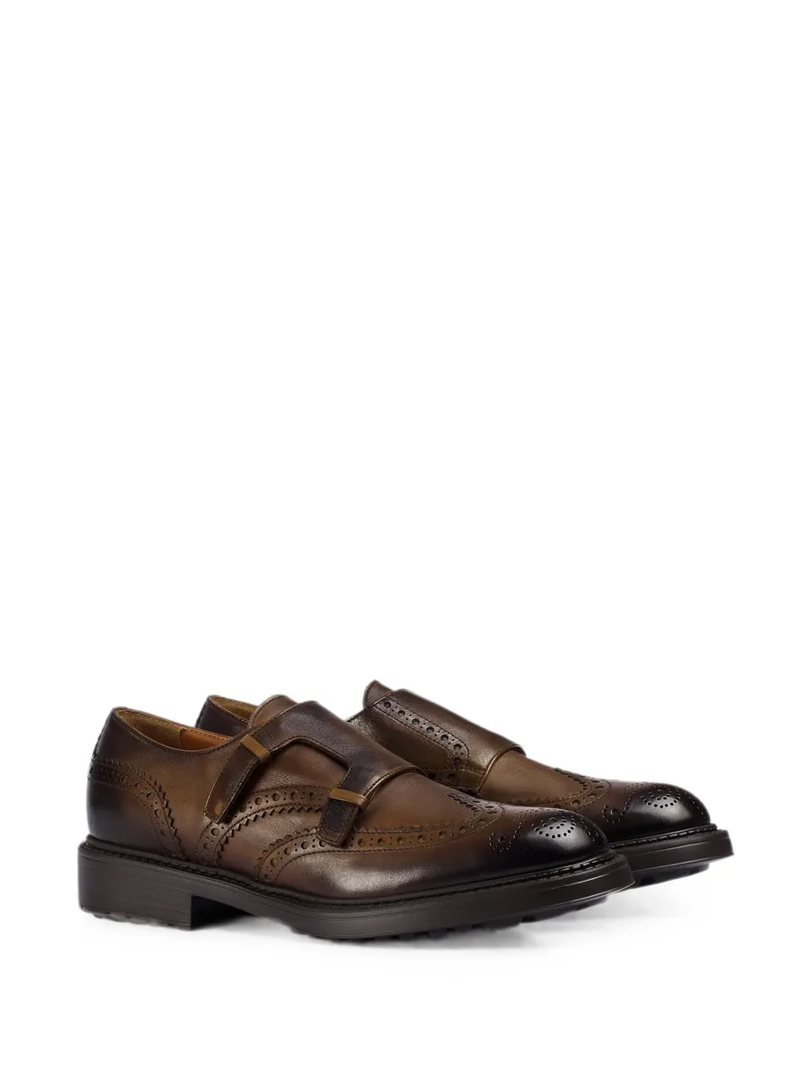brogue-detail double-strap monk shoes 2