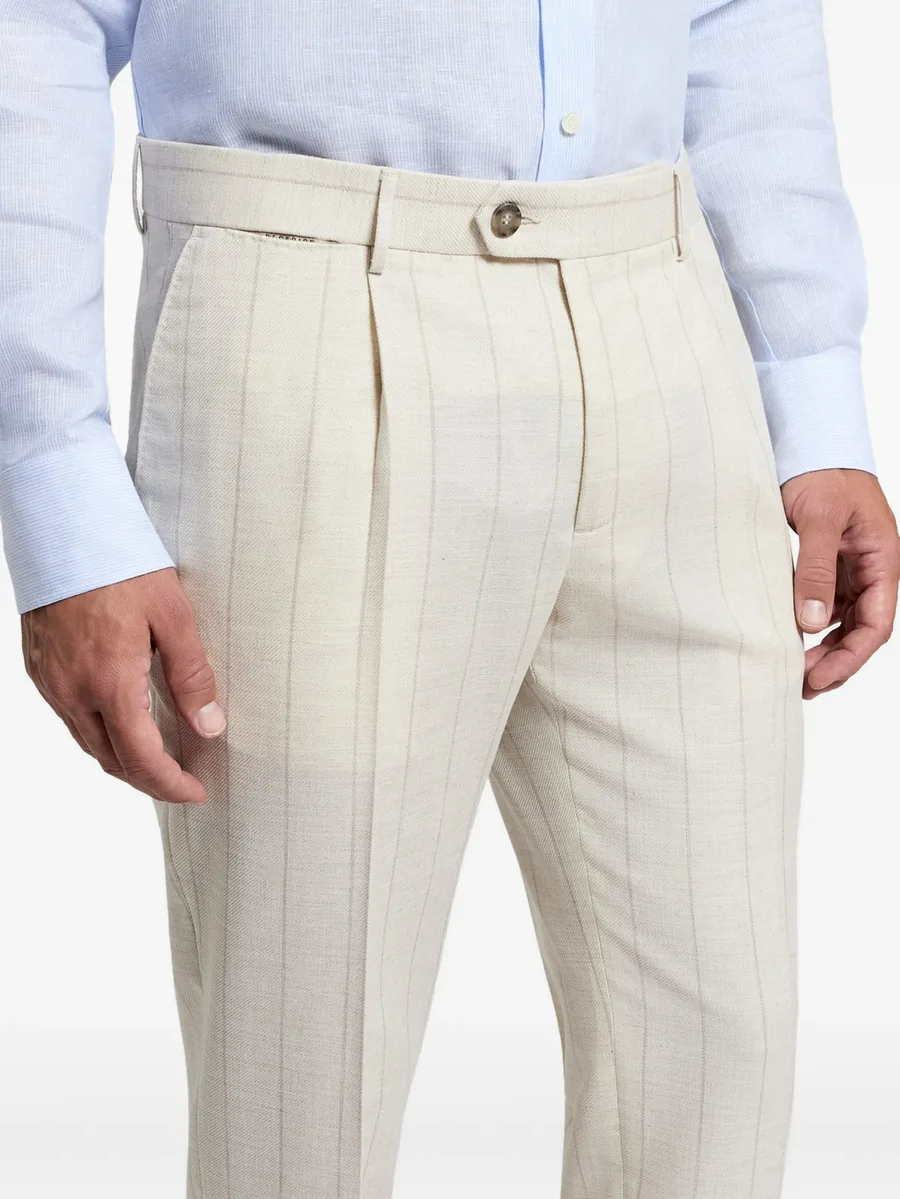 striped pleated trousers 8