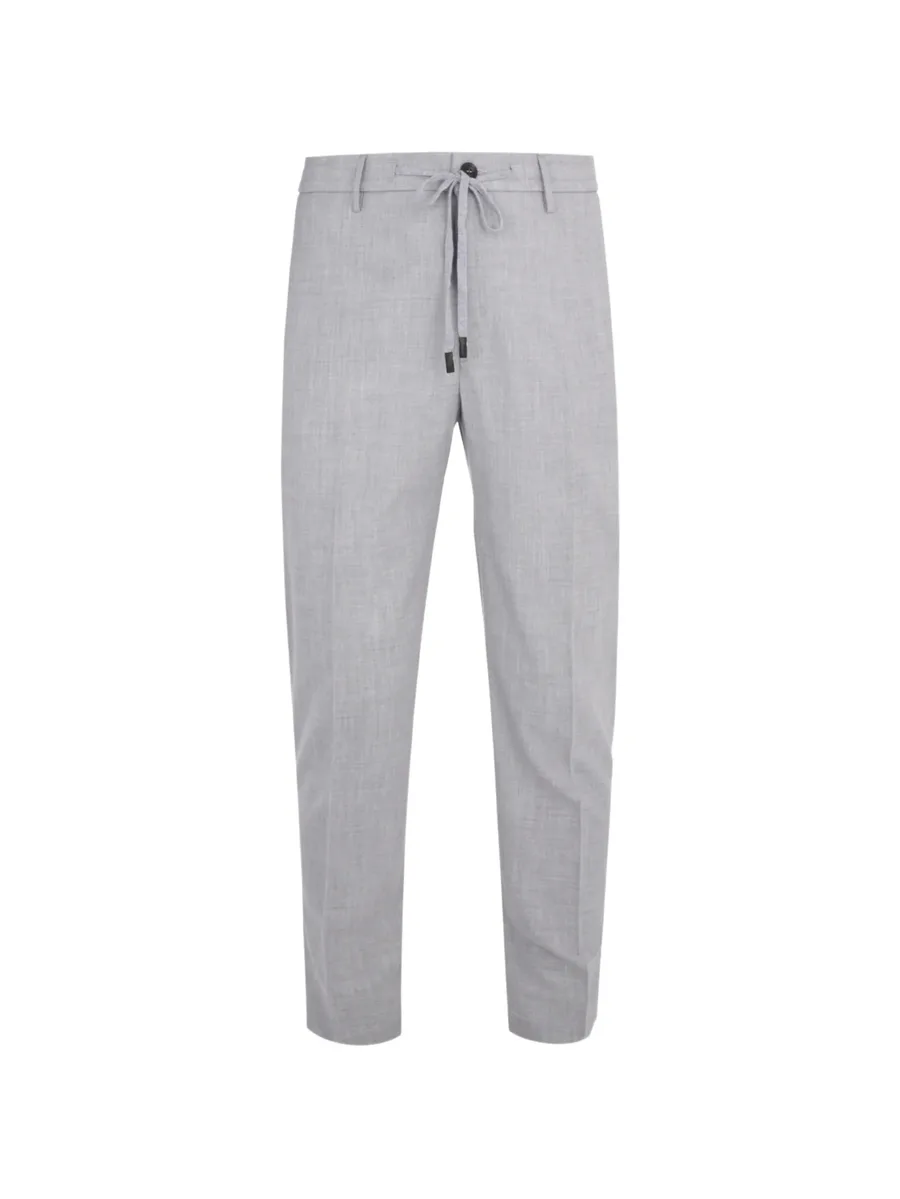 drawstring-waistband tailored trousers 1