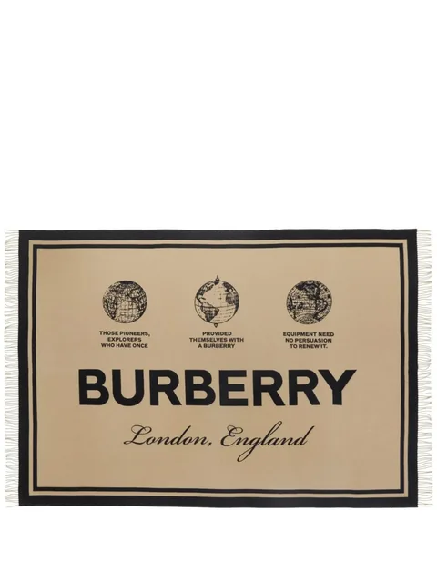 Label cashmere-wool jacquard blanket