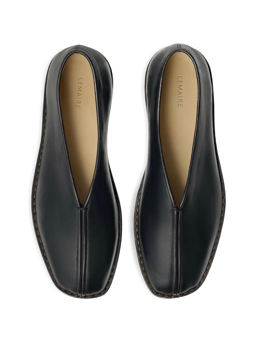 flat piped slippers in leather 5