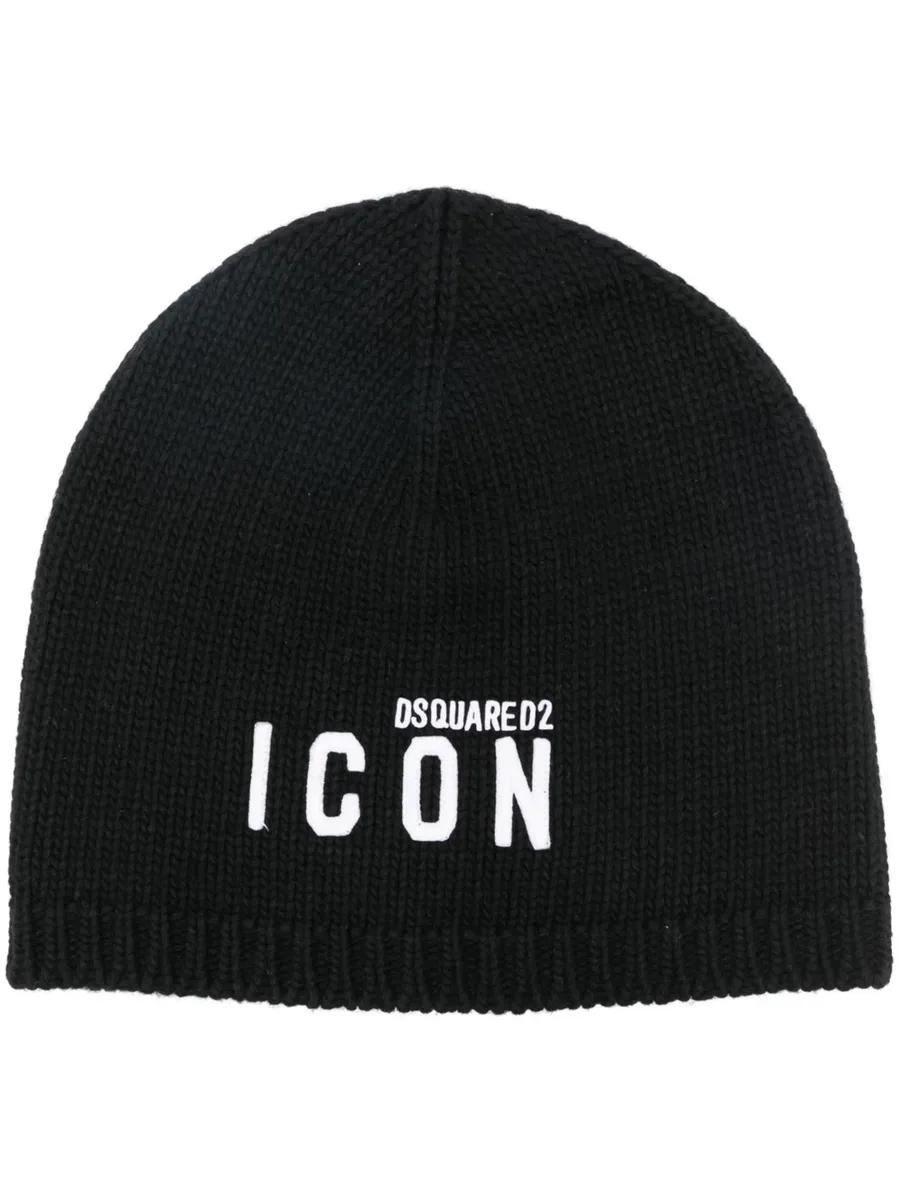 Be Icon-embroidered ribbed beanie 1