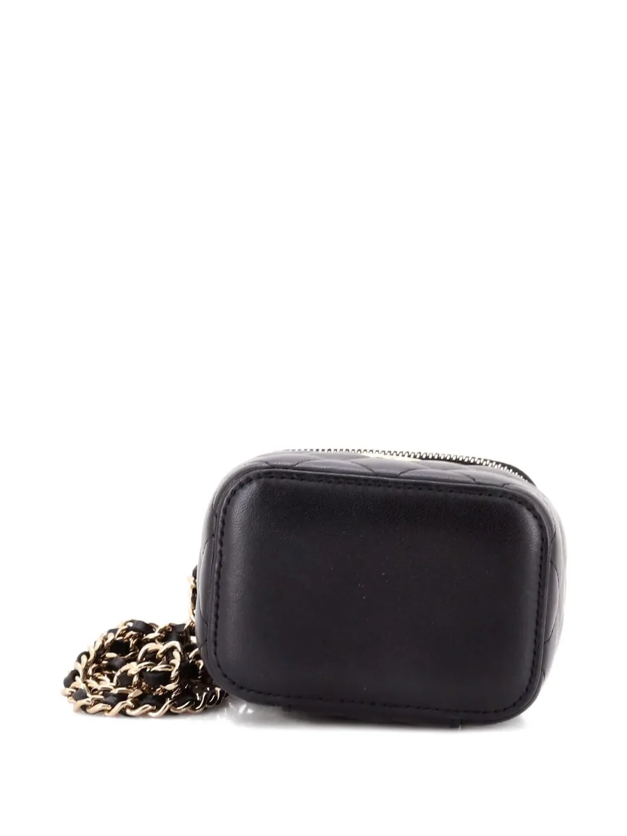 стеганая мини-сумка через плечо Classic Top Handle Vanity Case с цепочкой 8