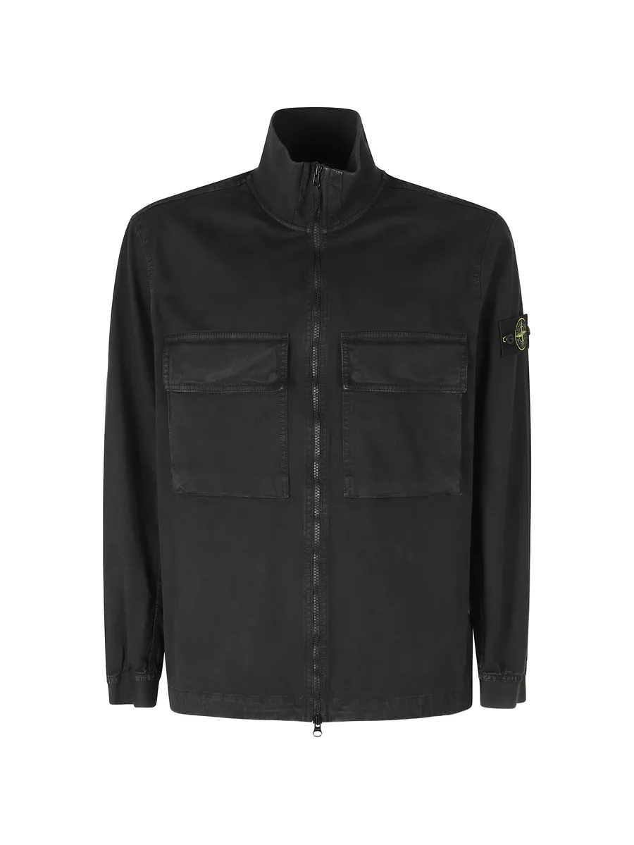 1200024 stretch organic broken twill cotton 'old' effect overshirt 1