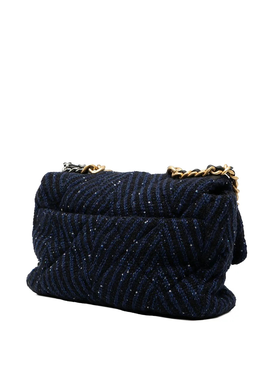 большая сумка-сэтчел Chevron Tweed Sequin 19 Flap (2020 год) 5