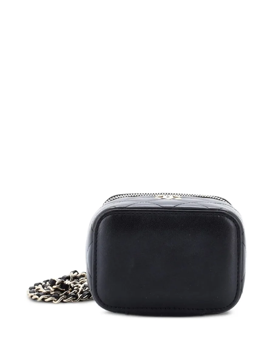 стеганая мини-сумка через плечо Classic Top Handle Vanity Case с цепочкой 7
