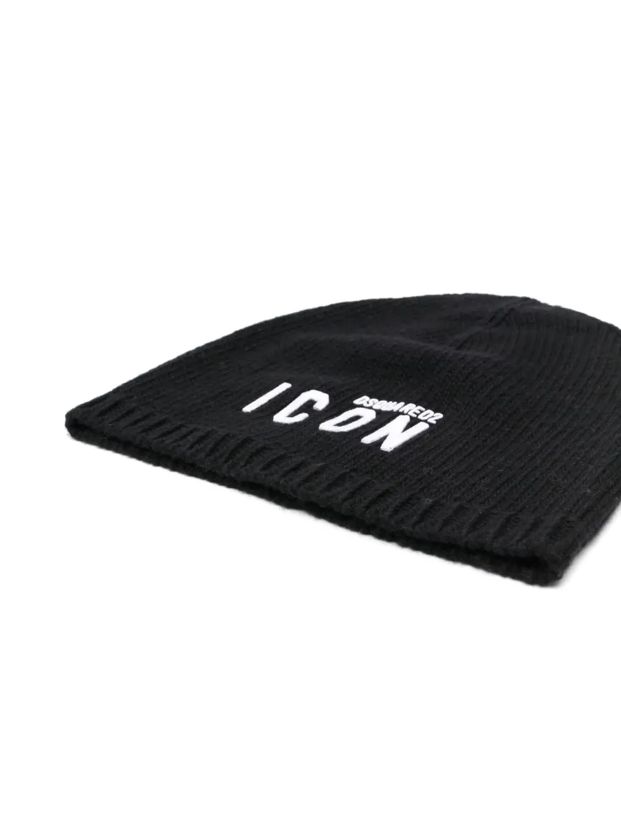 Be Icon-embroidered ribbed beanie 3