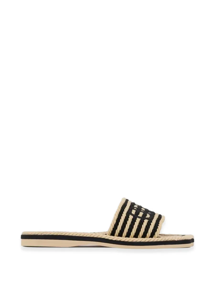 полосатые сандалии с вышитым логотипом 1