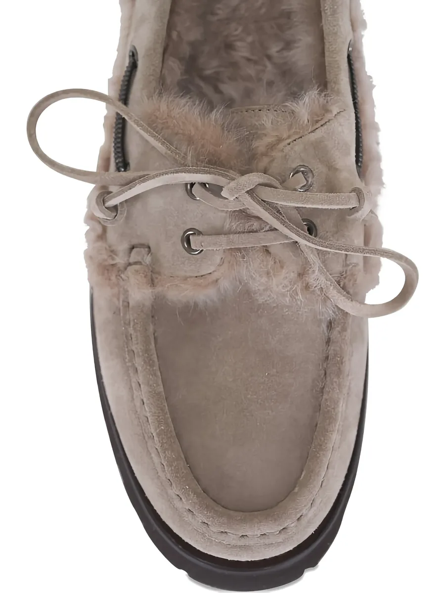 shearling-trimmed suede loafers 8