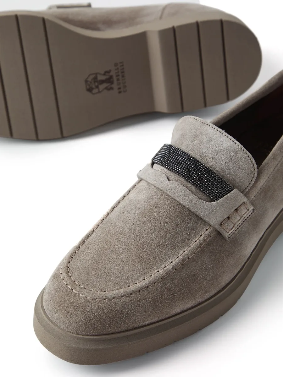 monili-detail suede penny loafers 7