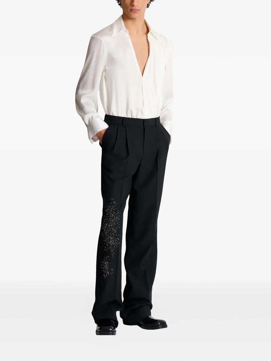 pleated wool trousers with Sand Effect embroidery 5