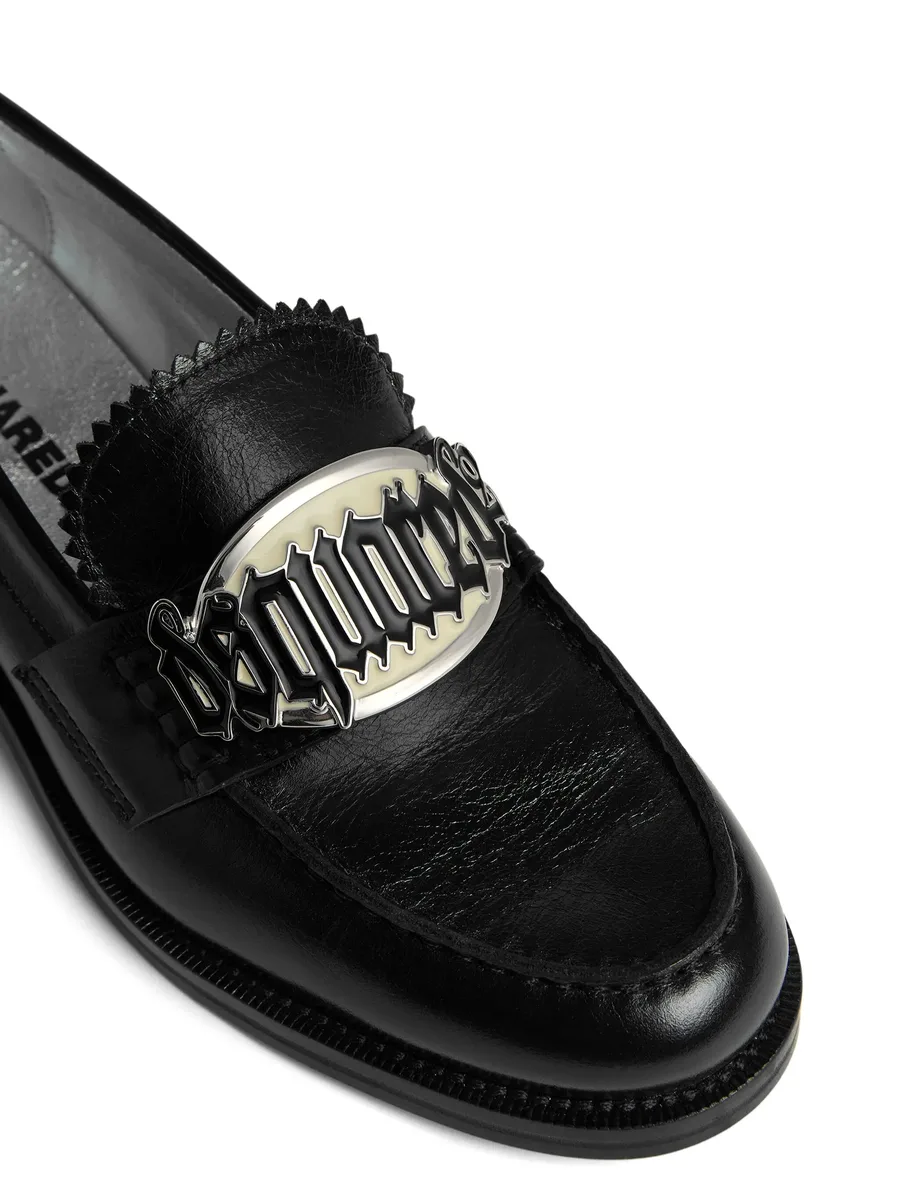 logo-plaque leather loafers 10