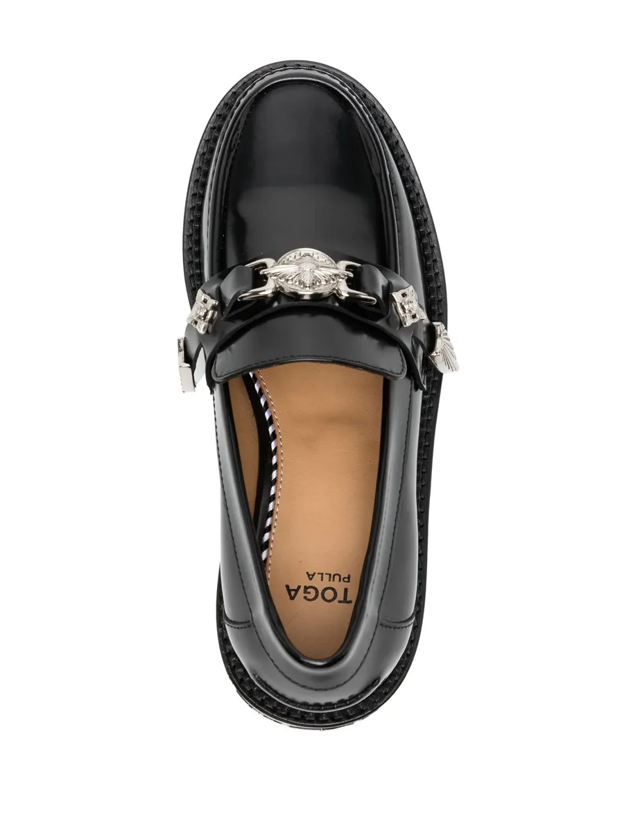 round-toe leather loafers 7
