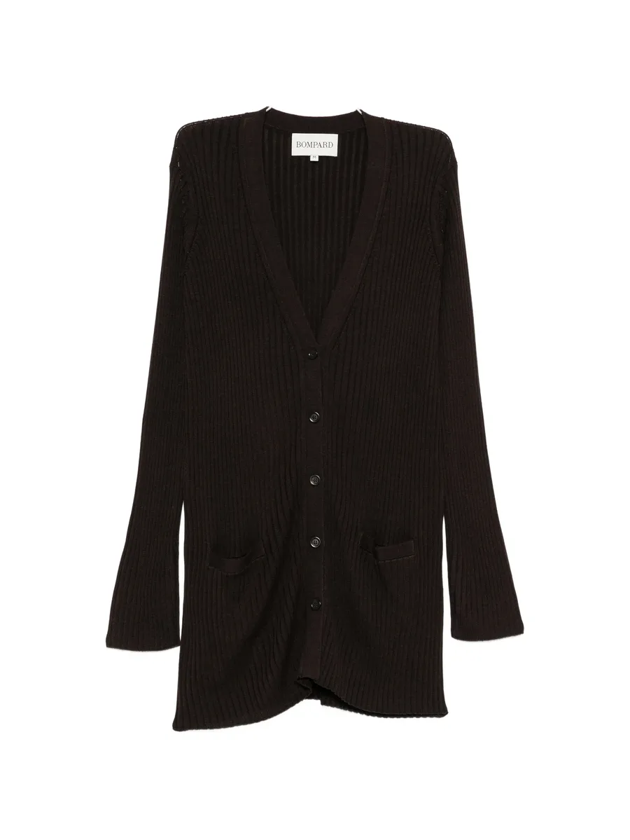 ribbed-knit V-neck cardigan 1