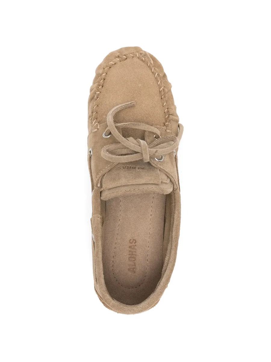 Rowan beige suede tie loafers 8