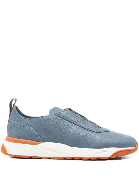 perforated-design leather sneakers