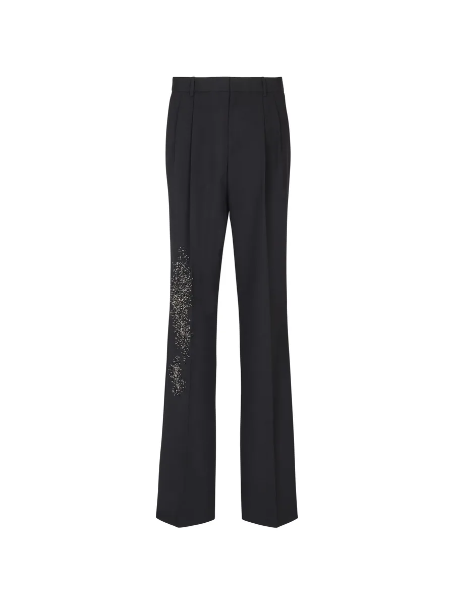 pleated wool trousers with Sand Effect embroidery 2