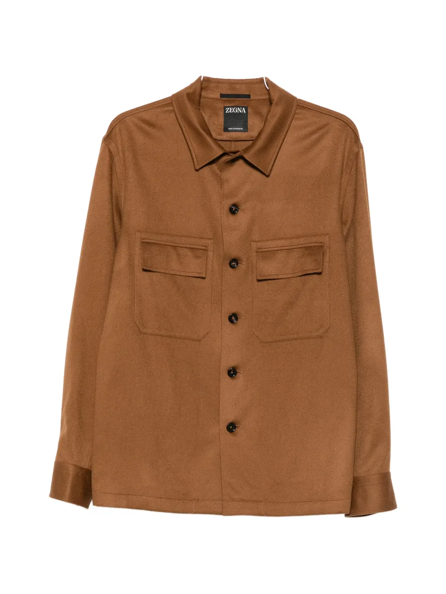 button-fastening flap-pocket shirt 1
