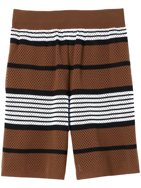 perforated striped bermuda shorts