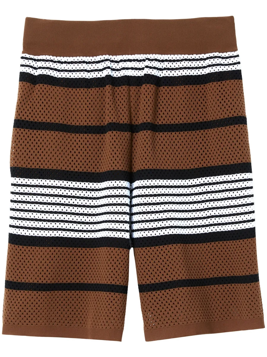 perforated striped bermuda shorts 2