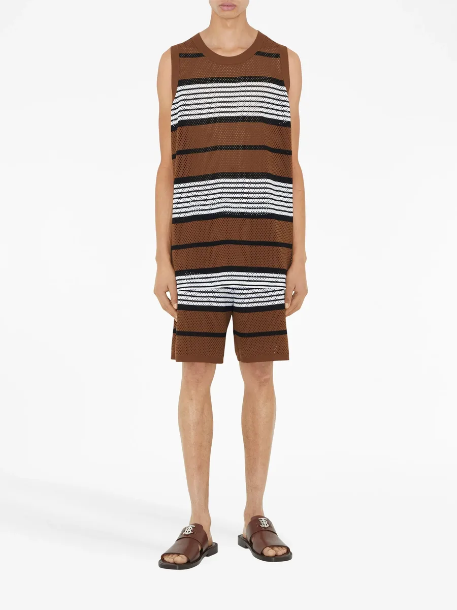 perforated striped bermuda shorts 3