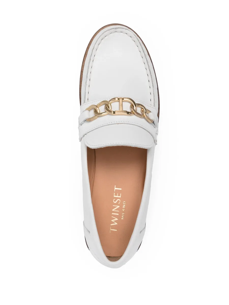 chain-detail leather loafers 7
