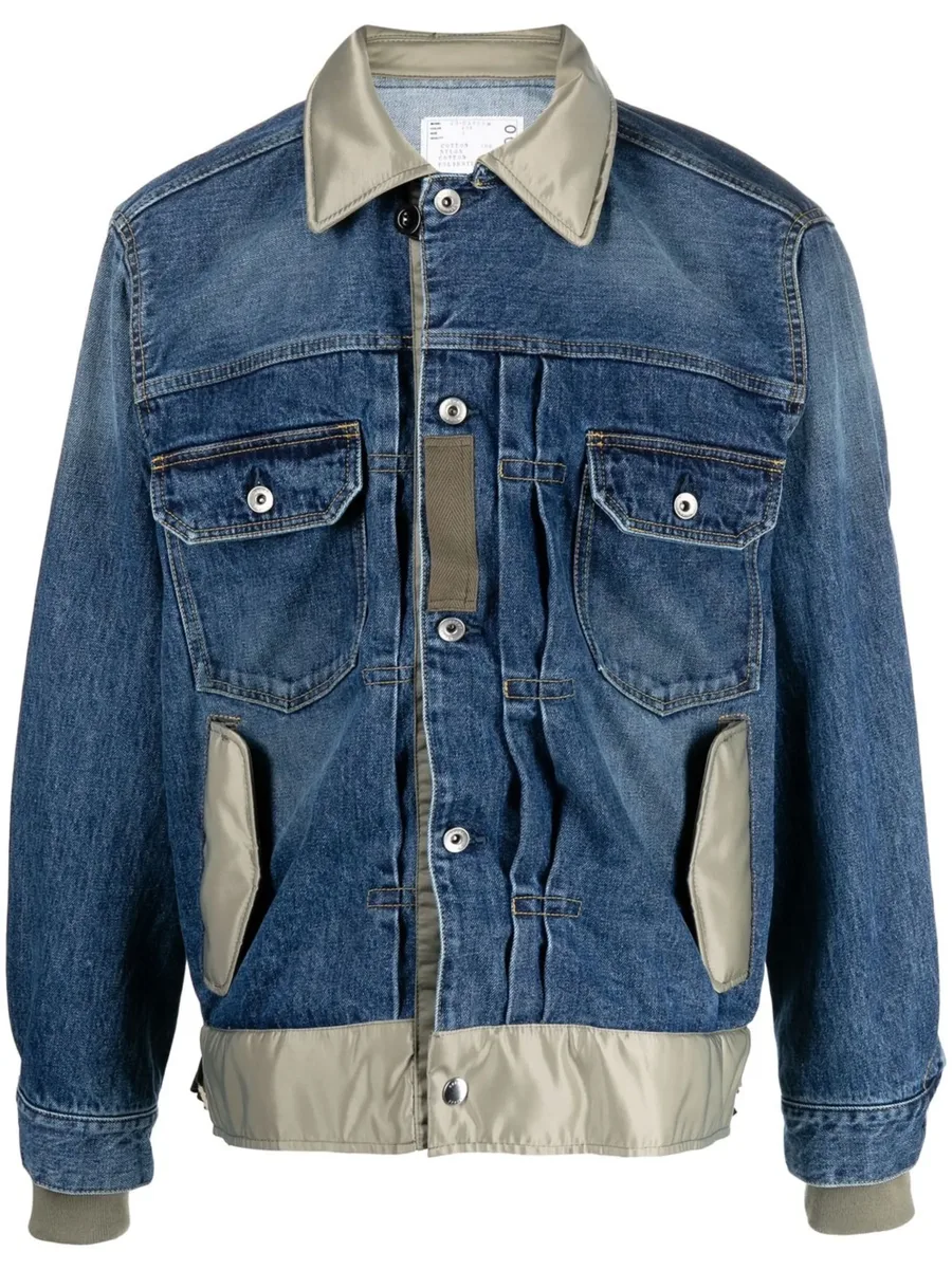 contrasting-collar denim jacket 1