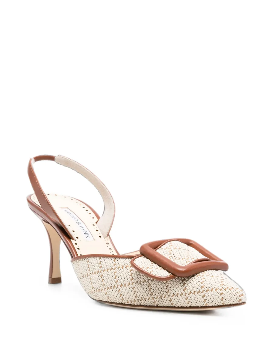 Mayslibi buckle-detail raffia pumps 4