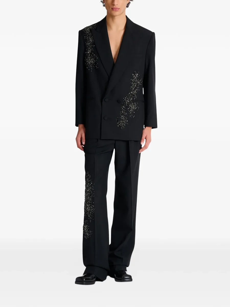 pleated wool trousers with Sand Effect embroidery 4