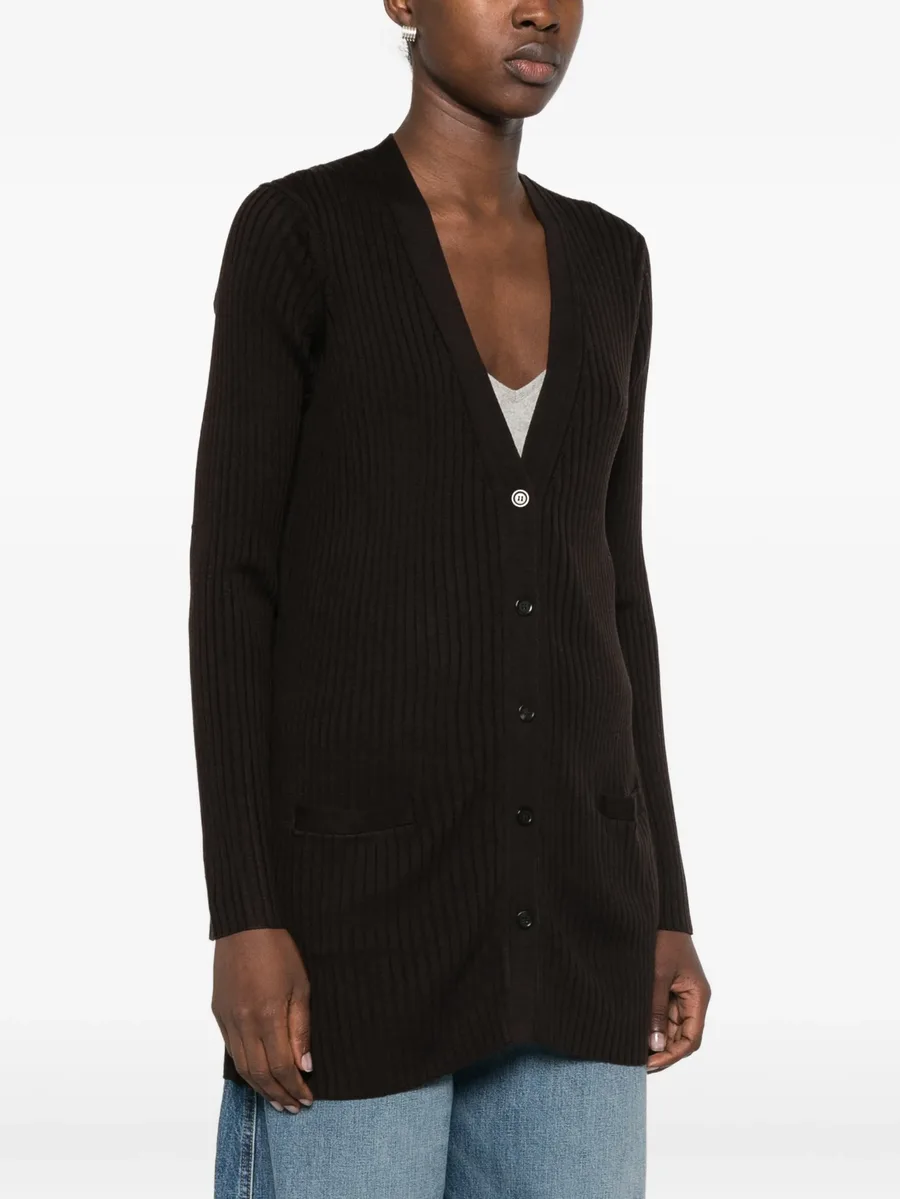 ribbed-knit V-neck cardigan 3